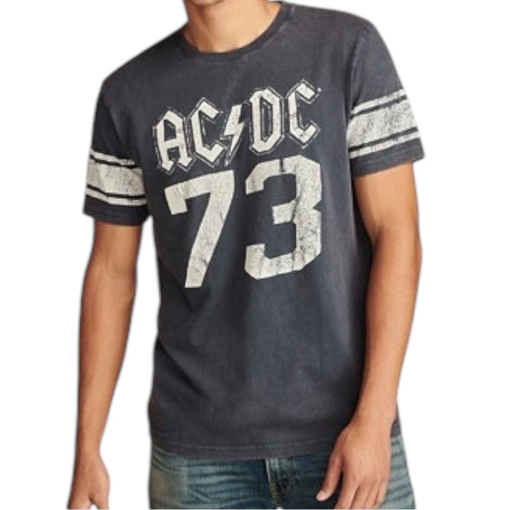 NWT Lucky Brand AC/DC 78 Vintage Style Short Sleeve Tee Shirt Top Blue Small